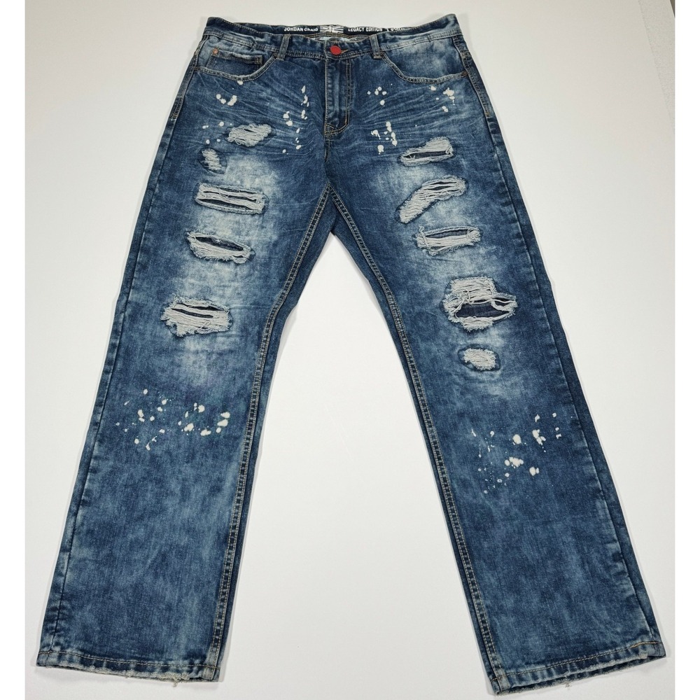 Jordan Craig Collins Legacy Edition Mens 36x32 Blue Distressed Paint Splatter